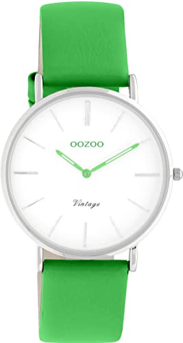 Oozoo Vintage Damen Uhr - Grüne Armbanduhr Damen mit 18mm Lederarmband - Analoge Damen Armbanduhr in rund - C20284 von Oozoo