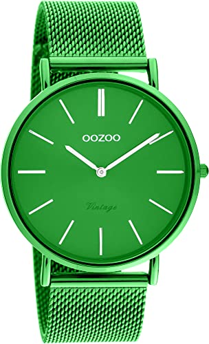 Oozoo Vintage Damen Uhr - Grüne Armbanduhr Damen mit 20mm Mesh Armband - Analoge Damen Armbanduhr in rund - auch als Damen Uhr passend - C20273 von Oozoo