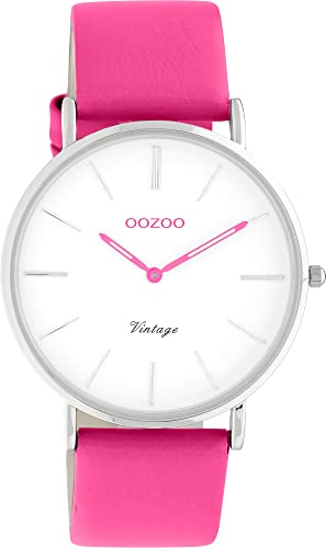 Oozoo Vintage Damen Uhr - Pinke Armbanduhr Damen mit 20mm Lederarmband - Analoge Damen Armbanduhr in rund - C20280 von Oozoo