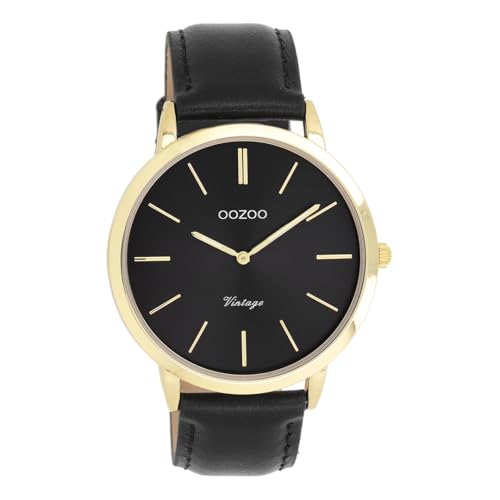 Oozoo Vintage Herren Uhr in schwarz/schwarz| Armbanduhr Herren mit Lederarmband | Schöne Uhr für Männer | Edle Analog Herrenuhr (42mm Gehäuse) in rund C20389 von Oozoo