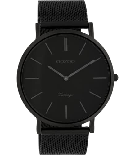 Oozoo Vintage Armbanduhr mit Edelstahl Milanaise Metallband 44 MM Black/Schwarz/Schwarz C9932 von Oozoo