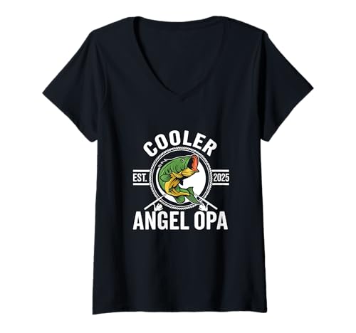 Damen Cooler Angel Opa Großvater Fischen Fischerei T-Shirt mit V-Ausschnitt Damen Cooler Angel Opa Großvater Fischen Fischerei T-Shirt mit V-Ausschnitt von Opa Angeln Opa Geschenk Geburtstag Lustig Opa