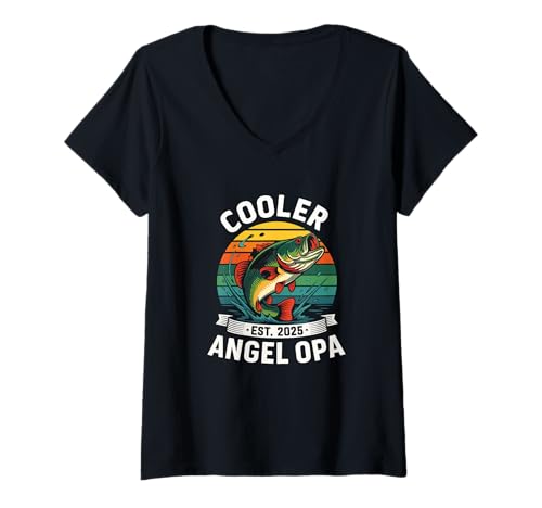 Damen Cooler Angel Opa Großvater Fischen Fischerei T-Shirt mit V-Ausschnitt Damen Cooler Angel Opa Großvater Fischen Fischerei T-Shirt mit V-Ausschnitt von Opa Angeln Opa Geschenk Geburtstag Lustig Opa