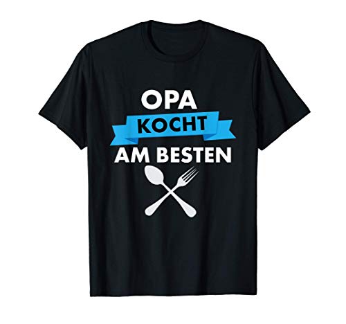 Herren Opa kocht am besten Koch Geschenk T-Shirt von Opa Famile Geschenk-Idee Weihnachten Geburtstag