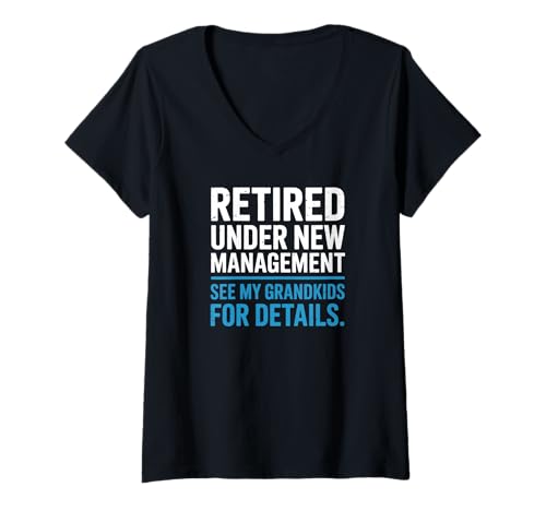 Damen Retired Under New Management See Grandkids for Details T-Shirt mit V-Ausschnitt Damen Retired Under New Management See Grandkids for Details T-Shirt mit V-Ausschnitt von Opa Und Oma Sprüche Kleidung