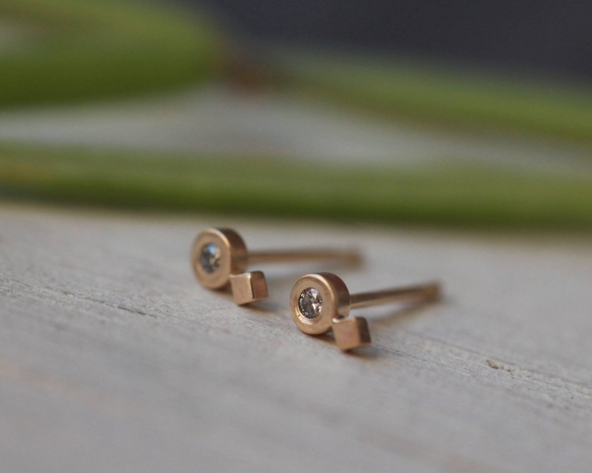 Diamant Massiv Gold Doppel Ohrstecker - Kleine 3mm X 4.5mm Ohrringe Mit Natürlichem Salz & Pfeffer Oder Weißen Diamanten 9Kt/18Kt Gelb Rosé Weißgold Diamant Massiv Gold Doppel Ohrstecker - Kleine 3mm X 4.5mm Ohrringe Mit Natürlichem Salz & Pfeffer Oder Weißen Diamanten 9Kt/18Kt Gelb Rosé Weißgold von OpalAndBloomUK