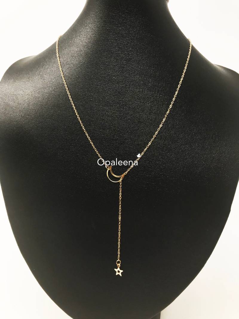 Stilvolle Mond Und Stern Kette Gold Lariat Halbmond Charm Massiv Zierliche Goldkette Celestial Stilvolle Mond Und Stern Kette Gold Lariat Halbmond Charm Massiv Zierliche Goldkette Celestial von Opaleena