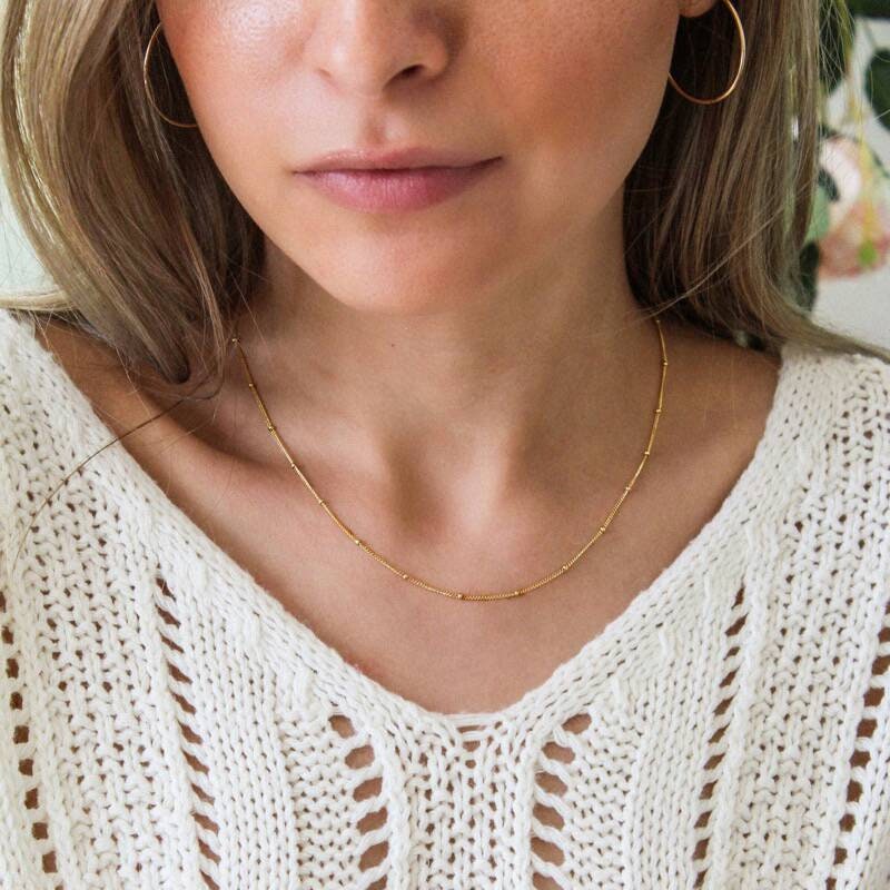 14K Gold Filled Satelliten Zierliche Halskette von OpaliniJewelry