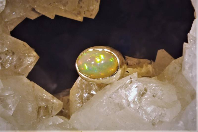Opal Ring Colourlight 925 Sterling Silber - Unikat Handarbeit von Opalschmuckunikate