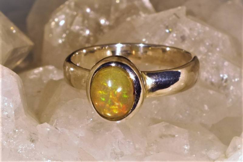 Opal Ring Farbblinker 925 Sterling Silber - Unikat Handarbeit von Opalschmuckunikate