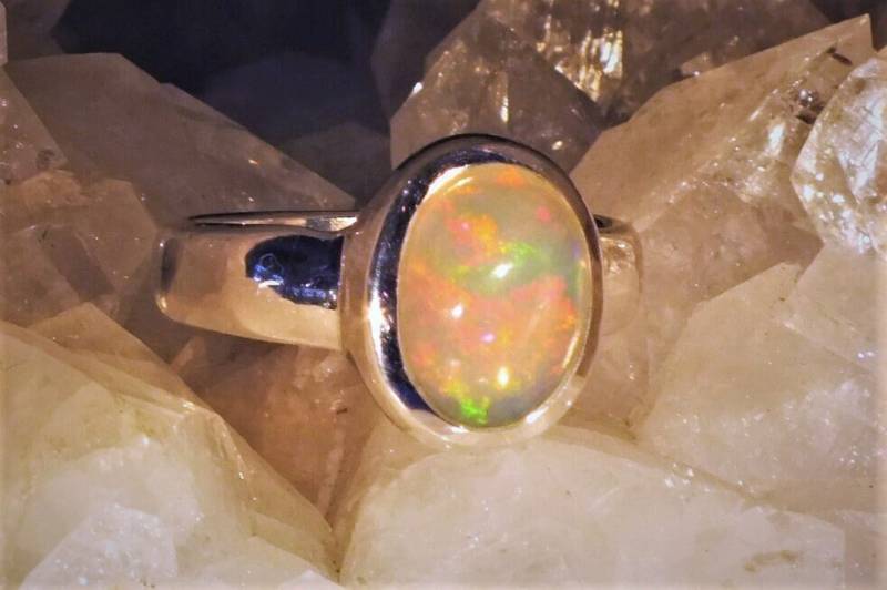 Opal Ring Lichterflut - 925 Sterling Silber Handarbeit Unikat von Opalschmuckunikate
