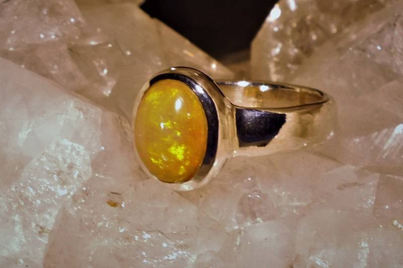 Opal Ring Lichtstrahl 925 Sterling Silber - Unikat Handarbeit von Opalschmuckunikate