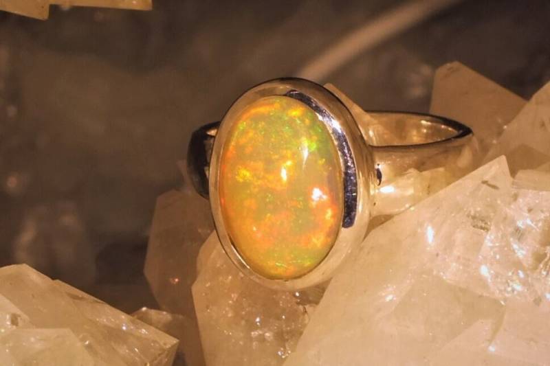 Opal Ring Strahlenglanz 925 Sterling Silber - Handarbeit Unikat von Opalschmuckunikate