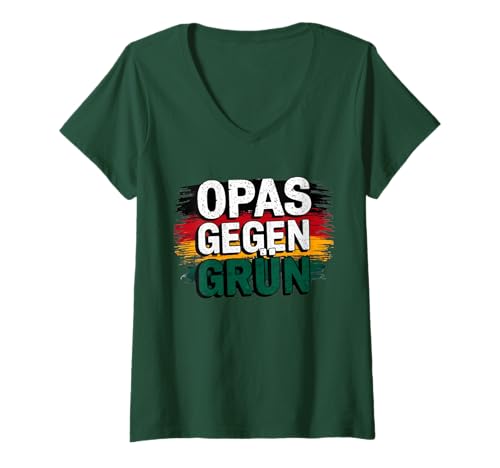 Damen Opas Gegen Grün - Grüne Nein Danke Design Deutschland Flagge T-Shirt mit V-Ausschnitt Damen Opas Gegen Grün - Grüne Nein Danke Design Deutschland Flagge T-Shirt mit V-Ausschnitt von Opas Gegen Grun