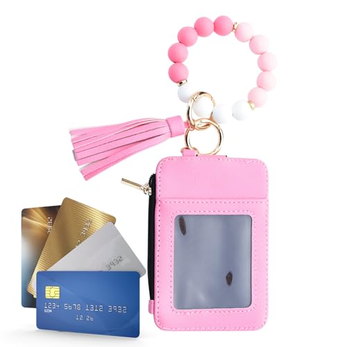 Opdestn Geldbörse Mit Schlüsselanhänger Und Armband | Mit Perlen Und Quaste Armband Kartenhalter,Kartenetui Organizer für die Damen,Party Verabredung Geburtstag Feiertag Urlaub Einkaufen Reisen von Opdestn