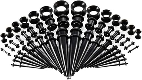 50-teiliges Ohrdehnungs-Set, Acryl-Tunnel-Plugs aus Silikon, Piercing-Set, Körper-Piercing-Schmuck für Damen und Herren, Weihnachtsgeschenk, Geburtstagsgeschenk, Piercing-Schmuck von Opemg