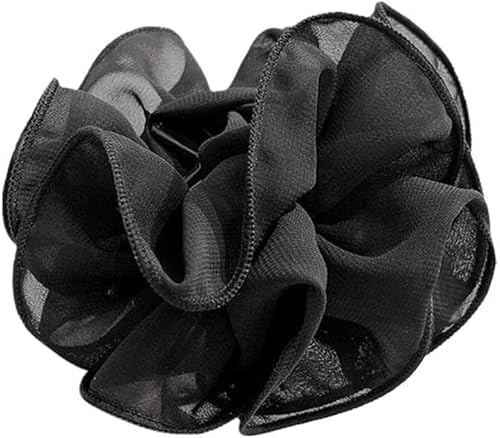 Schwarze Haarspange – Chiffon-Klaue, Haarschleife, große Größe, Stoffband, Blumen-Rose, für Frauen, Haar-Accessoires, Clips und Haarspangen von Opemg