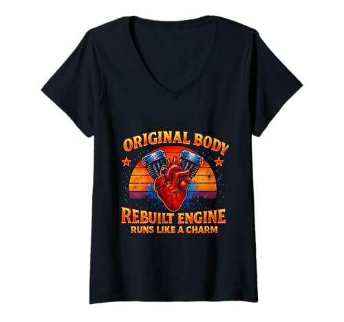 Damen Rebuilt Engine Open Heart Chirurgie Recovery Survivor Men T-Shirt mit V-Ausschnitt Damen Rebuilt Engine Open Heart Chirurgie Recovery Survivor Men T-Shirt mit V-Ausschnitt von Open Heart Surgery Get Well Bypass Apparel Co.