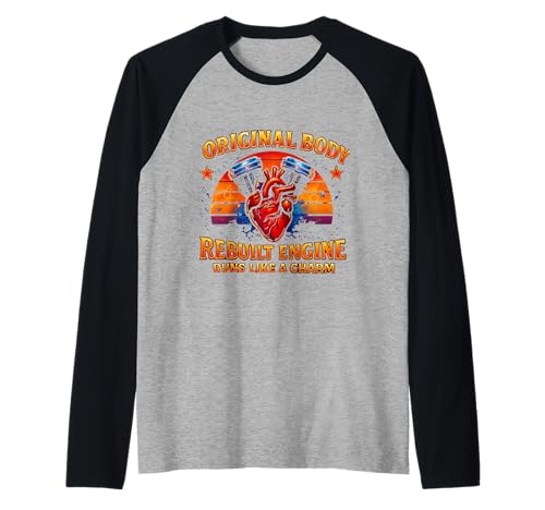 Rebuilt Engine Open Heart Chirurgie Recovery Survivor Men Raglan Rebuilt Engine Open Heart Chirurgie Recovery Survivor Men Raglan von Open Heart Surgery Get Well Bypass Apparel Co.