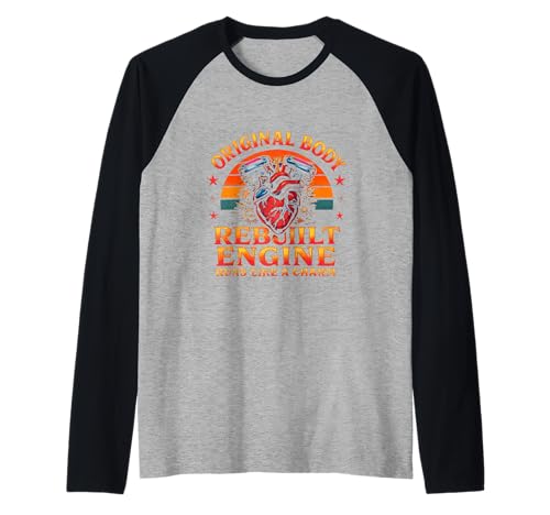 Rebuilt Engine Open Heart Chirurgie Recovery Survivor Men Raglan Rebuilt Engine Open Heart Chirurgie Recovery Survivor Men Raglan von Open Heart Surgery Get Well Bypass Apparel Co.