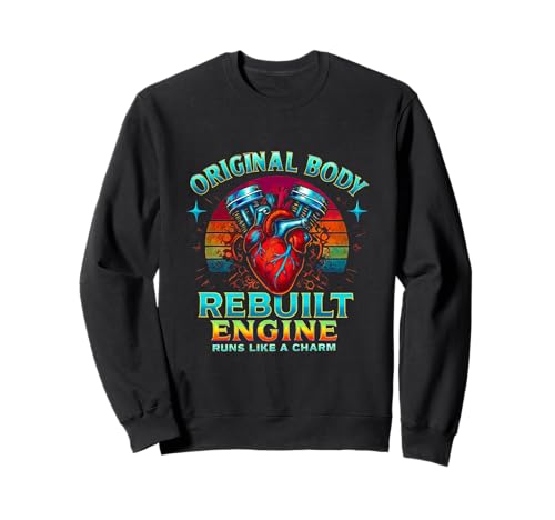 Rebuilt Engine Open Heart Chirurgie Recovery Survivor Men Sweatshirt von Open Heart Surgery Get Well Bypass Apparel Co.
