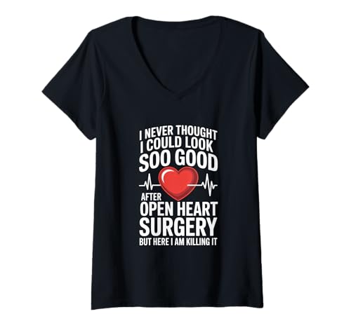 Damen Überlebender mit offenem Herzen, lustige Bypass-Operation T-Shirt mit V-Ausschnitt Damen Überlebender mit offenem Herzen, lustige Bypass-Operation T-Shirt mit V-Ausschnitt von Open Heart Surgery Survivor Funny Bypass Operation