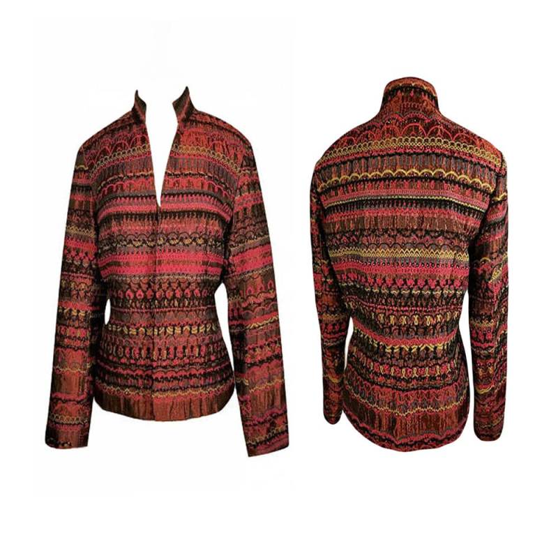 Chico's Design Jacke - Bestickte Jacke Mit Pailletten Und Perlen - Zierliche Perlenjacke - Boho Petite Jackets Sz 1 von OpenMarketVintage