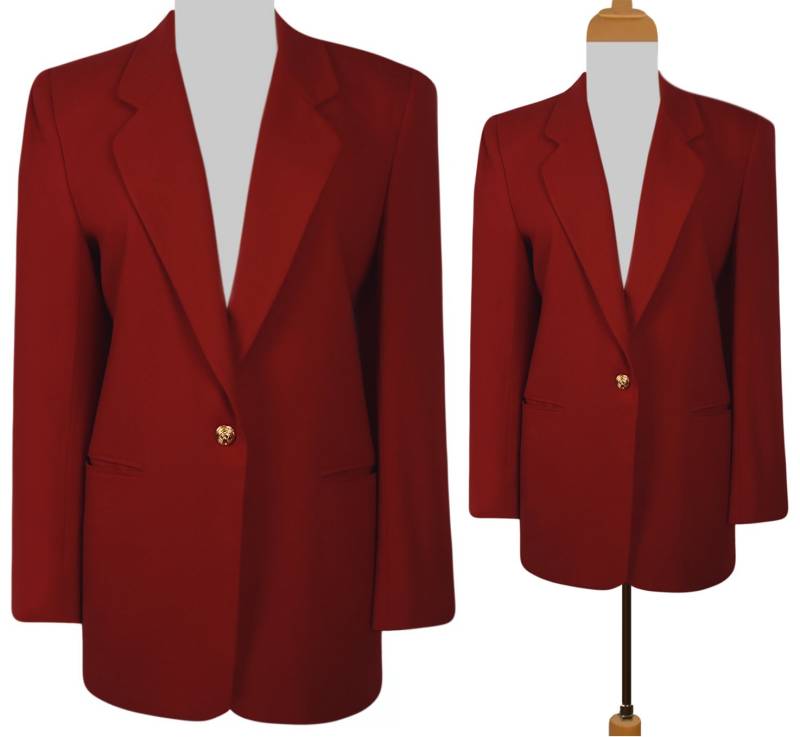 Damen Blazer - Roter Mantel - Wollmantel - Wolljacke - Wintermantel - Winterjacke - Overcoat - Red Jacket - Womens Blazer von OpenMarketVintage