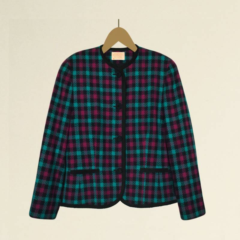 Damen Pendleton Jacke - Karierte Karierter Wollmantel Wolljacke Blau Karierte von OpenMarketVintage