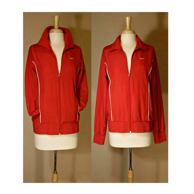 Damenjacke - Athletikjacke - Damen Sportjacke - Trainingsjacke - Rote Jacke - Nike Reißverschlussjacke - L von OpenMarketVintage