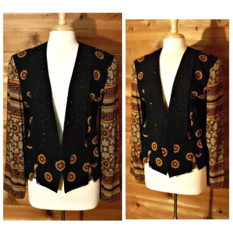 Damenjacke - Bolero-Jacke - Boho-Jacke - Cropped-Jacke - Perlen-Mandala-Jacke - Kurze Jacke - Ethno Boho Perlenjacke - Hippie Chic von OpenMarketVintage