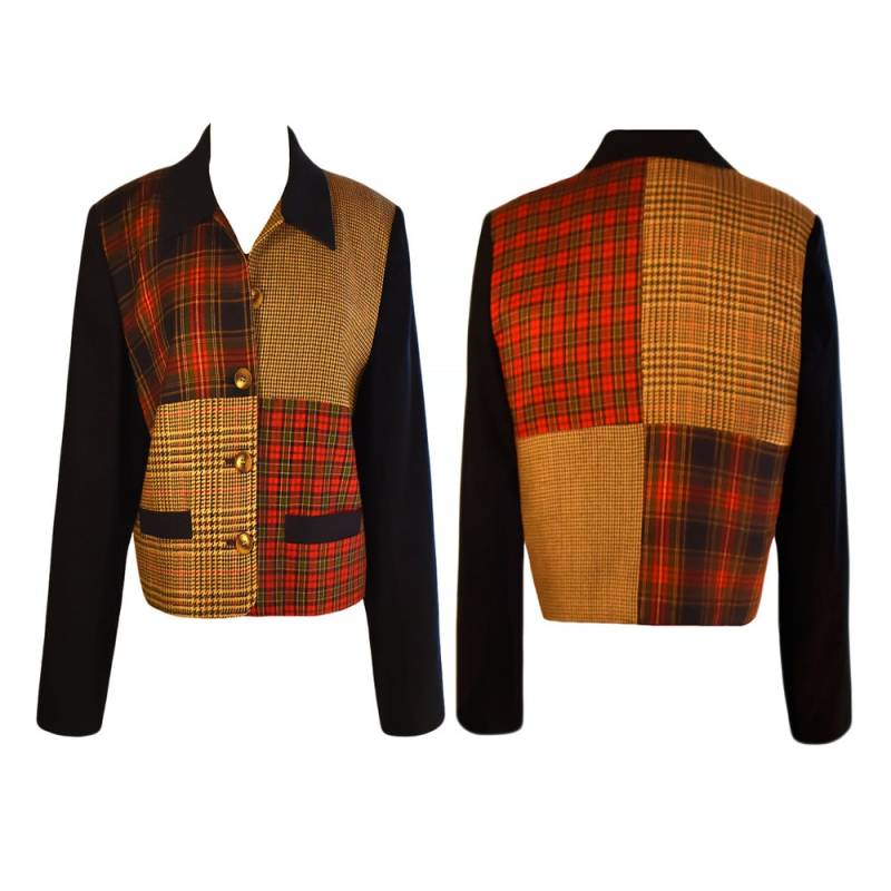 David Brooks Jacke - Woll Patchwork Boho Wollmantel - Kurz Mantel - Vintage 14 von OpenMarketVintage