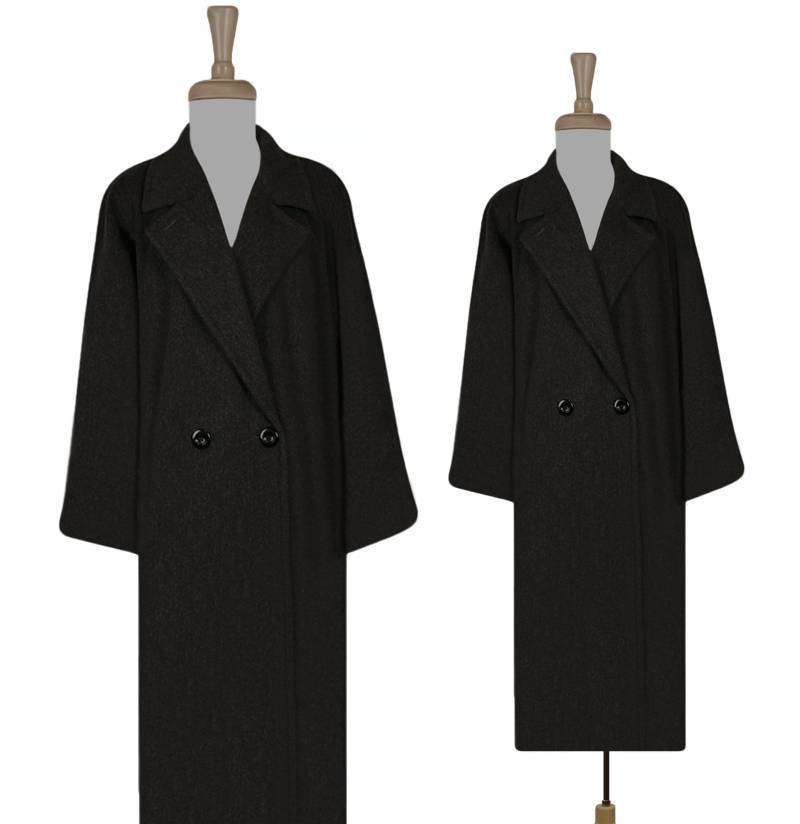 Kristen Blake Wollmantel - Plus Größe Langer Damen Wollmantel Grau - Groß Und Vintage Woll Wintermantel von OpenMarketVintage