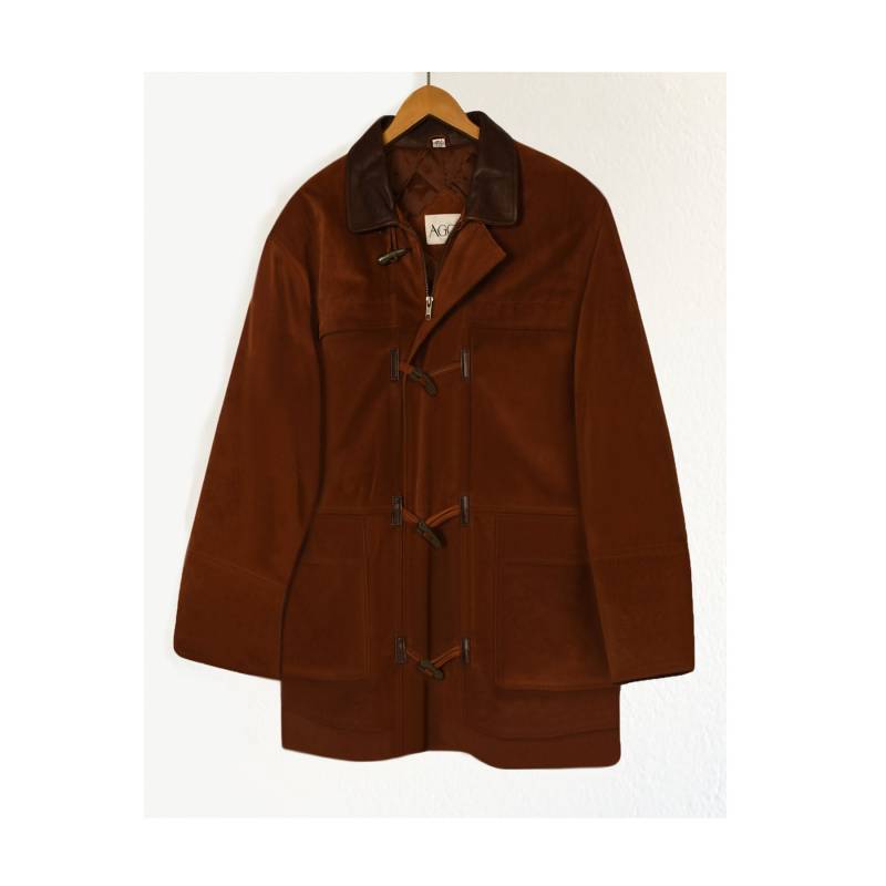 Lederjacke Herren - Wintermantel - Braune Lederjacke - Toggle Jacke - Outdoorjacke - Winterjacke Robustes Leder-Ledermantel von OpenMarketVintage