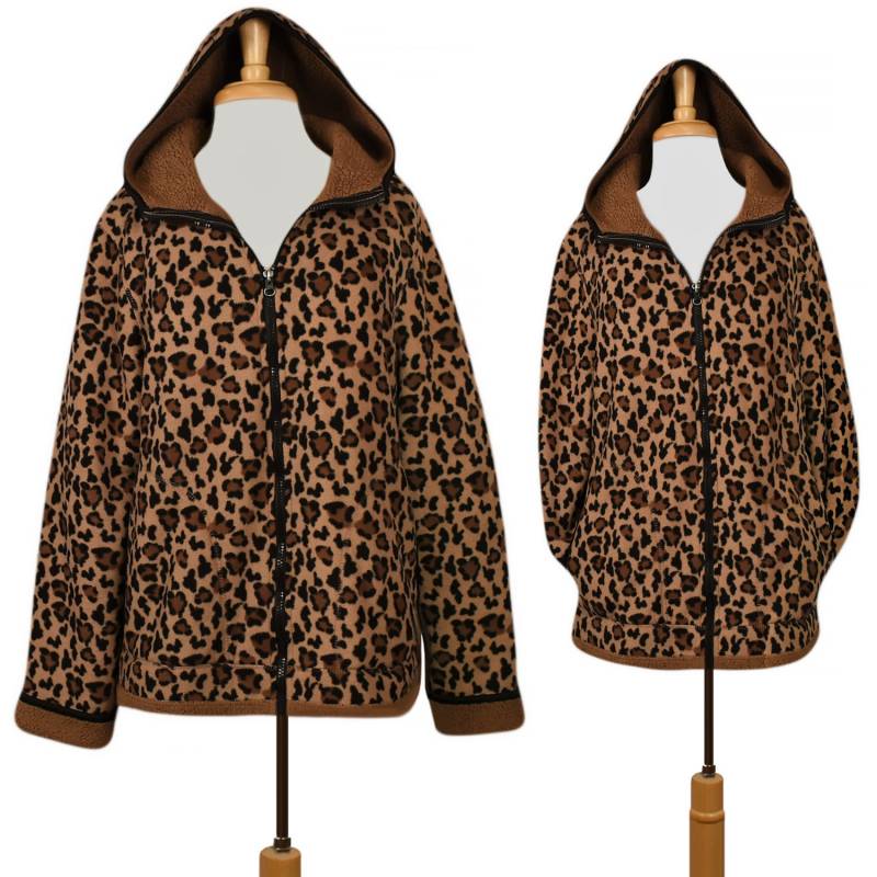 Leopard Jacke Frauen - Print Parka Hoodie Sweatshirt Kapuzenmantel Animal Gepard von OpenMarketVintage