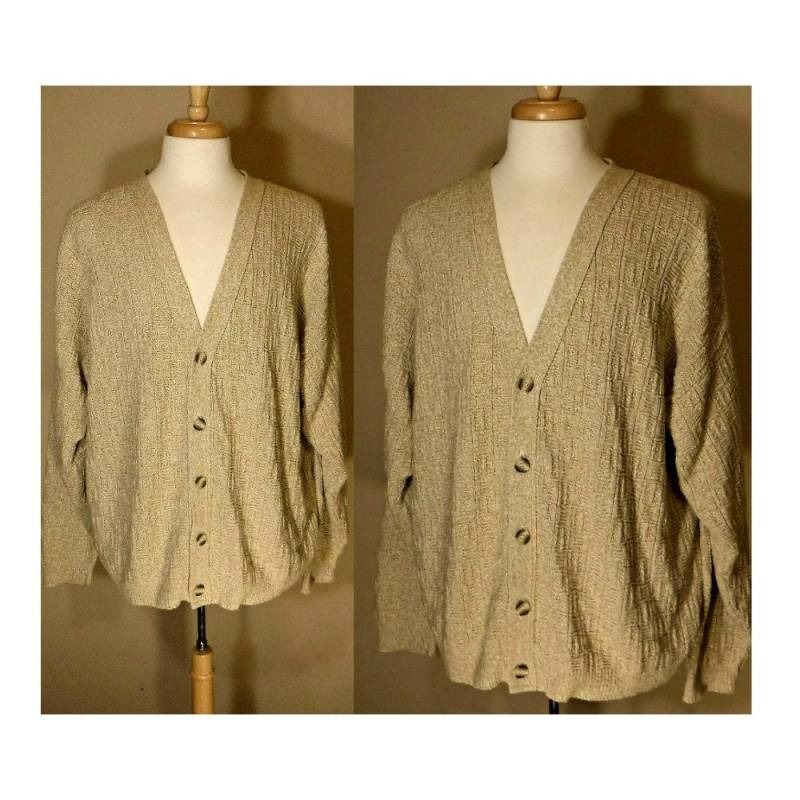 Peconic Bay Traders Pullover - Herren Strickjacke - Beige Cardigan-Pullover-L von OpenMarketVintage