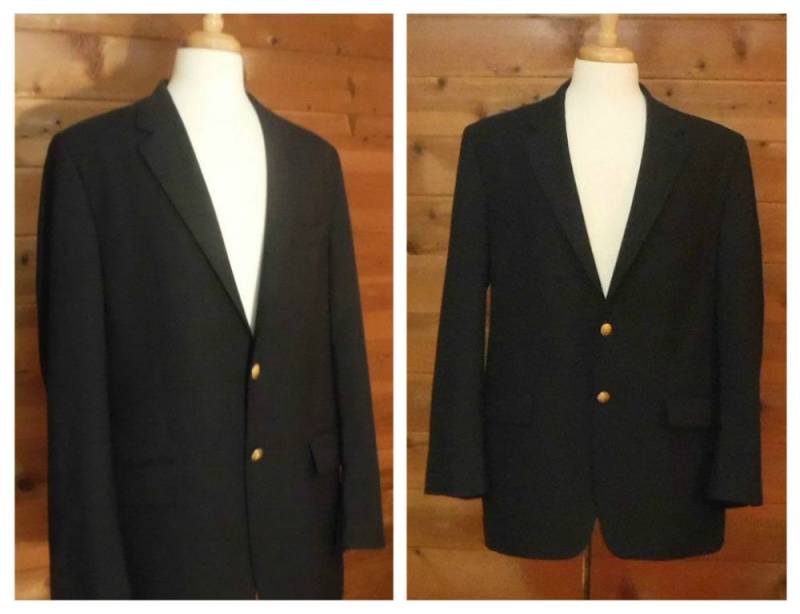 Ralph Lauren Anzugjacke - Herren Wollanzugjacke Schwarze 42R Chaps Vintage Mantel von OpenMarketVintage