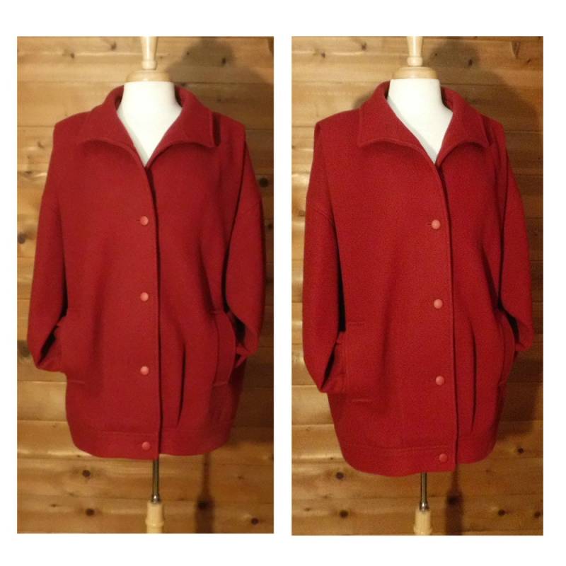 Roter Wollmantel - Rote Jacke Damen - Wintermantel - Winterjacke - Plus Size Mantel - Oversize Überrock - Wollmantel Frauen von OpenMarketVintage