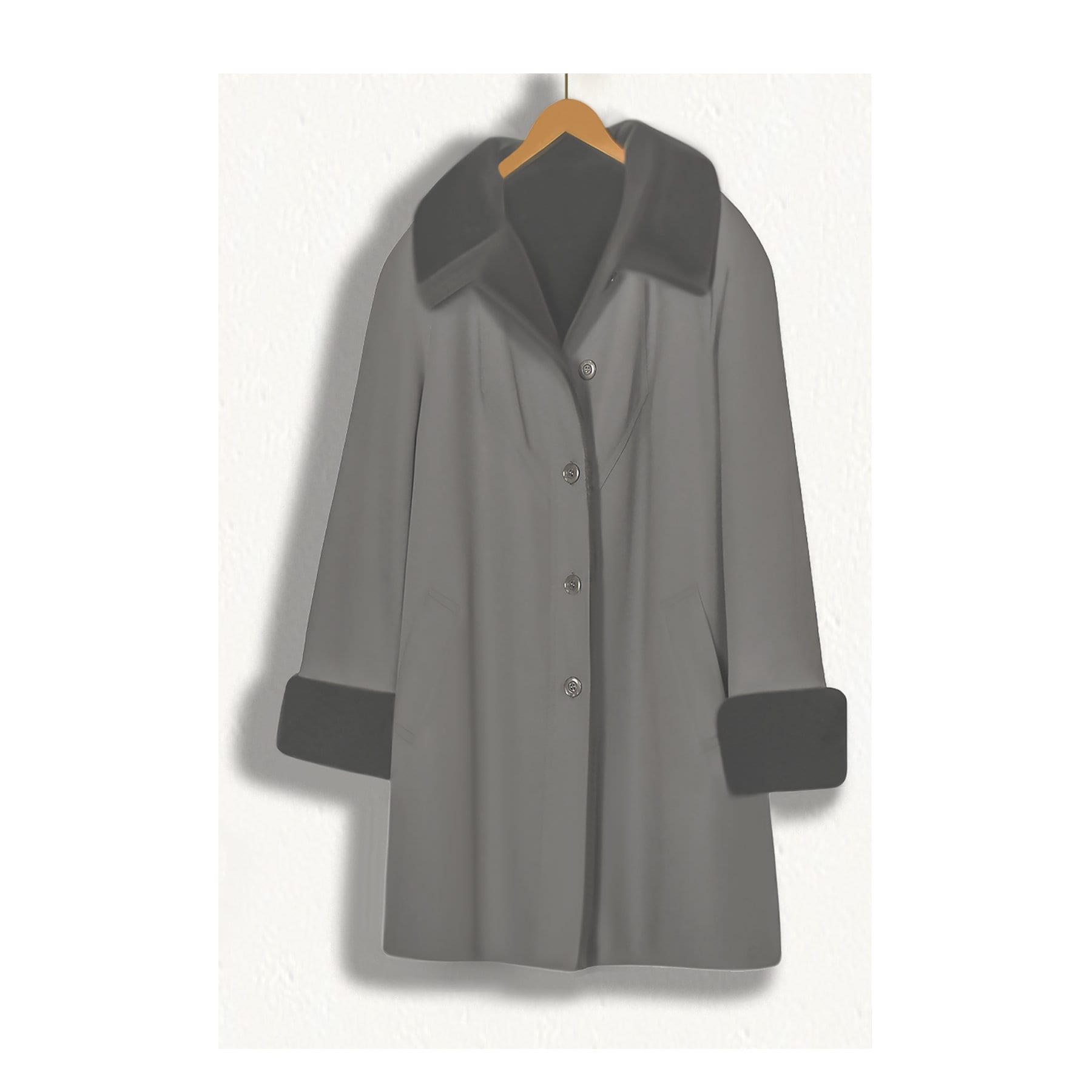 Union Made Iltwu Mantel - Grauer Pelz Kragen Mantel-Mantel Mit Und Manschetten - Vintage 80Er Mantel Plus Größe - 2x Winter von OpenMarketVintage