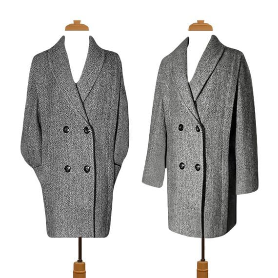 Wintermantel Herren - Herrenmantel - Wollmantel - Erbsenmantel - Mantel - Langer Grauer Anzugjacke Business Warmer Wintermantel - Vintage von OpenMarketVintage