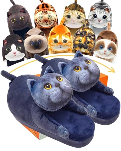 Lustige Hausschuhe Damen,Plüsch Katzen Hüttenschuhe,Winter Wärme Weiche Pantoffeln Herren,anti schweiß Kuschel Tiere Hausschlappen,Katzendesign Home Slipper,Weihnachts Geschenke Für Frauen/Mädchen von Openhahaha