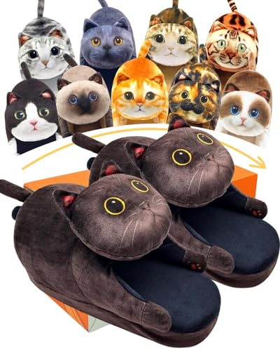 Lustige Hausschuhe Damen,Plüsch Katzen Hüttenschuhe,Winter Wärme Weiche Pantoffeln Herren,anti schweiß Kuschel Tiere Hausschlappen,Katzendesign Home Slipper,Weihnachts Geschenke Für Frauen/Mädchen von Openhahaha