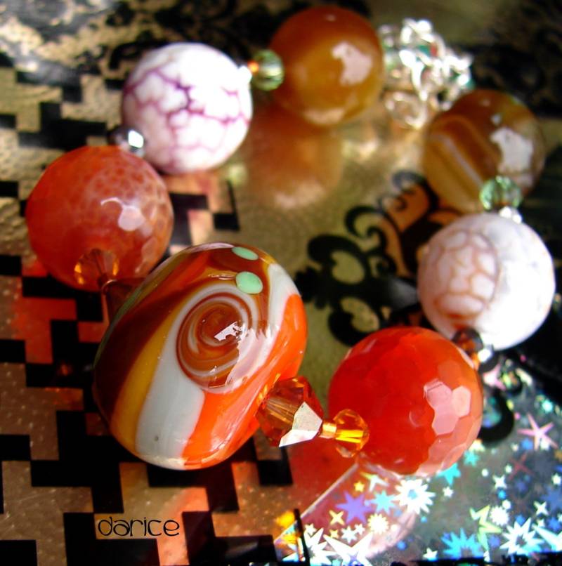 Darice. Lampwork Perlen Aus Glas. Handmade Armband. Achate. Murano Schmuck, Fine Art. Boho. Offenatelier. Offene Studioperlen. Hergestellt in Den Usa von Openstudiobeads