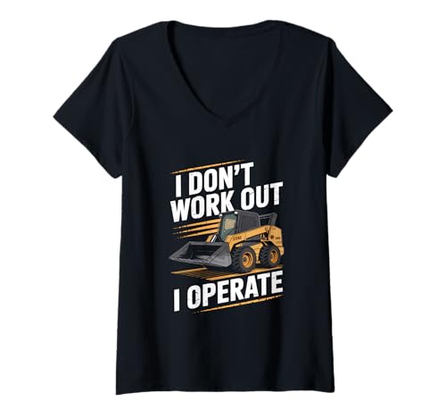 Damen Skid Loader Geburtstag Werkzeuggürtel Look T-Shirt mit V-Ausschnitt Damen Skid Loader Geburtstag Werkzeuggürtel Look T-Shirt mit V-Ausschnitt von Operator Humor Sarcastic