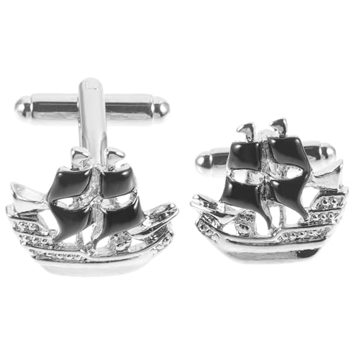 Operitacx 1 Paar Herren Manschettenknöpfe Elektrische Galvanisierte Piratenschiff Design Dekorative Cufflinks für Hemden für Hochzeiten und Partys Langlebige und Stilvolle Accessoires von Operitacx