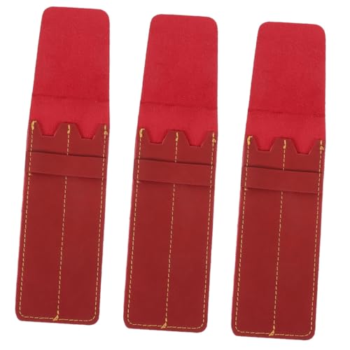 Operitacx 1 Satz Teiliges Pu Leder Stiftetui Für Büro Schule Tragbare Stiftschutzhülle Weinrot Organizer Für Kugelschreiber Bleistifte Ausweise Und Karten 3 Stück von Operitacx