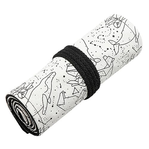 Operitacx 1 Stück 72 Constellation Pencil Roller Bag Organizer-Taschen Für Die Reise Federmäppchen Farben Bleistift Bleistiftaufbewahrung Segeltuch Hohe Kapazität Weiß Aufbewahrungstasche von Operitacx