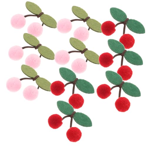 Operitacx 10 Stück Kirsch haars haarschmuck Kirschverzierungen Pomponbälle zum Selbermachen Pompomkugeln für Haarklammern Verzierungen mit Kirschflecken Canvas-Tasche Kirsche Garn von Operitacx