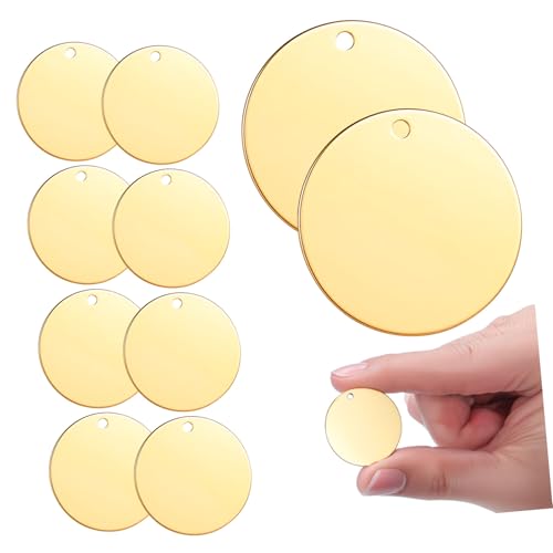 Operitacx 10 Stück Runde Anhänger Flache Disc Charms mit Loch für Stempeln und Gravieren Vielseitige Schmuckherstellung Zubehör für Schlüsselanhänger und Armbänder von Operitacx