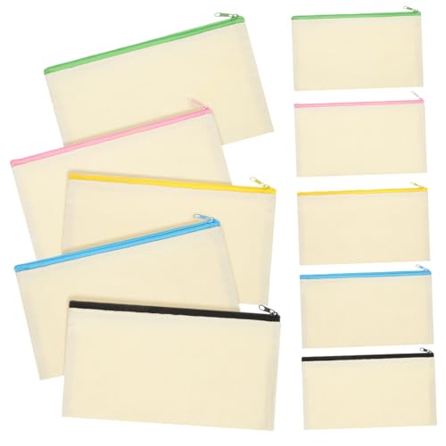Operitacx 10 Stück Teiliges Canvas Federmäppchen mit Buntem Reißverschluss Langlebige Stifttasche Kompakte Aufbewahrungstasche für Schreibwaren Kosmetik Reise und Alltag Bunt Gemischt von Operitacx